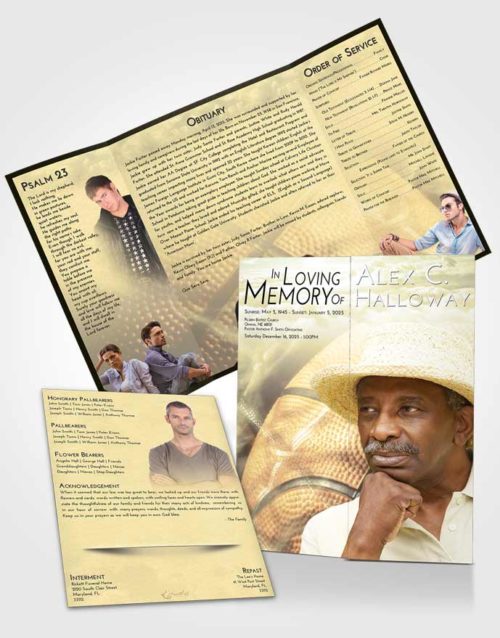 Obituary Funeral Template Gatefold Memorial Brochure At Dusk Basketball Fame
