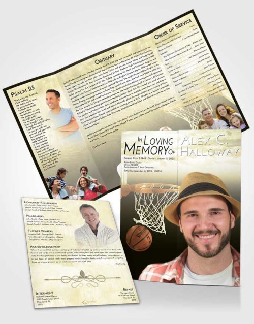 Obituary Funeral Template Gatefold Memorial Brochure At Dusk Basketball Journey