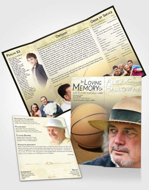 Obituary Funeral Template Gatefold Memorial Brochure At Dusk Basketball Peace