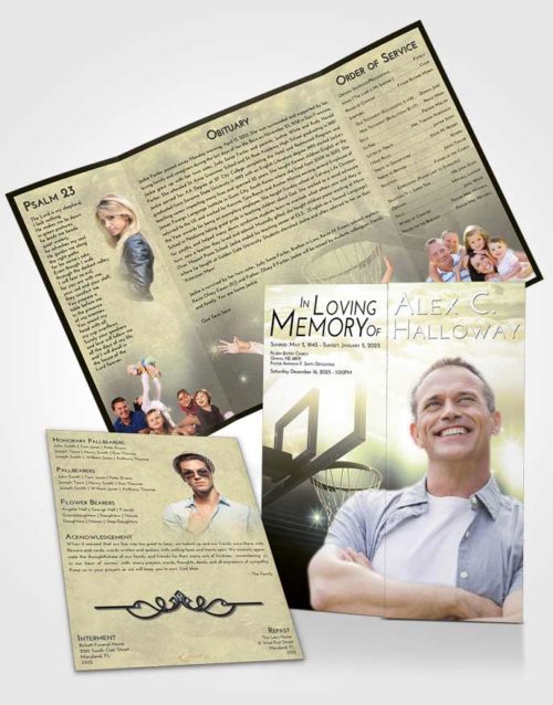 Obituary Funeral Template Gatefold Memorial Brochure At Dusk Basketball Pride