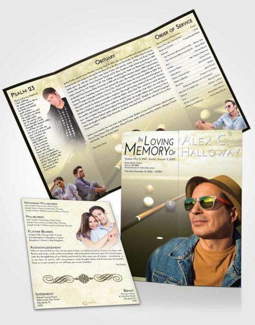 Obituary Funeral Template Gatefold Memorial Brochure At Dusk Billiards Peace