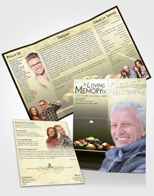 Obituary Funeral Template Gatefold Memorial Brochure At Dusk Billiards Pride