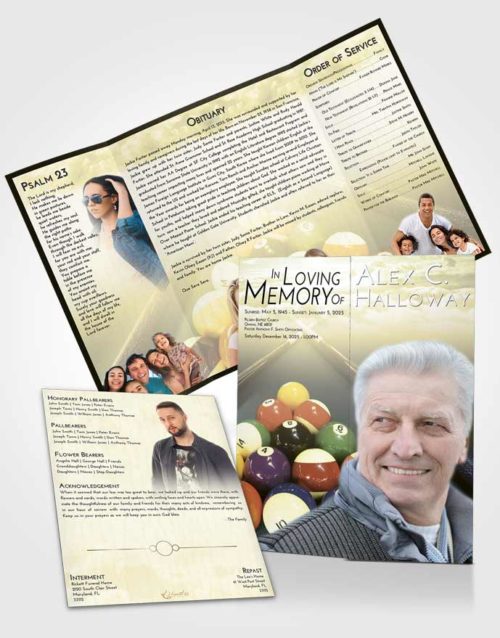 Obituary Funeral Template Gatefold Memorial Brochure At Dusk Billiards Rack