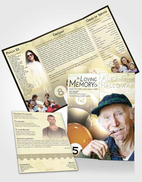 Obituary Funeral Template Gatefold Memorial Brochure At Dusk Billiards Tournament