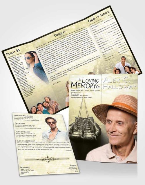 Obituary Funeral Template Gatefold Memorial Brochure At Dusk Boxing Victory