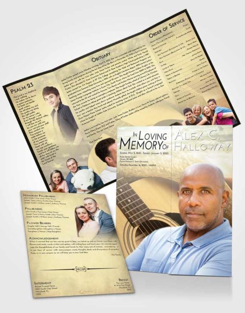 Obituary Funeral Template Gatefold Memorial Brochure At Dusk Cowboy Heaven