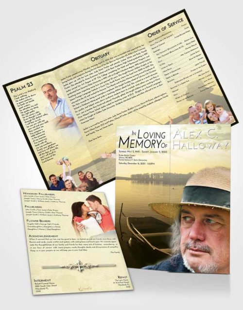 Obituary Funeral Template Gatefold Memorial Brochure At Dusk Fishing Desire
