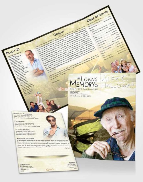 Obituary Funeral Template Gatefold Memorial Brochure At Dusk Fishing Dreams