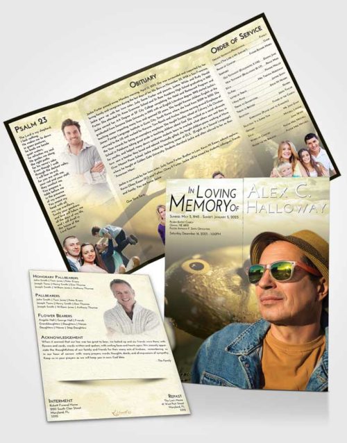 Obituary Funeral Template Gatefold Memorial Brochure At Dusk Fishing Escape