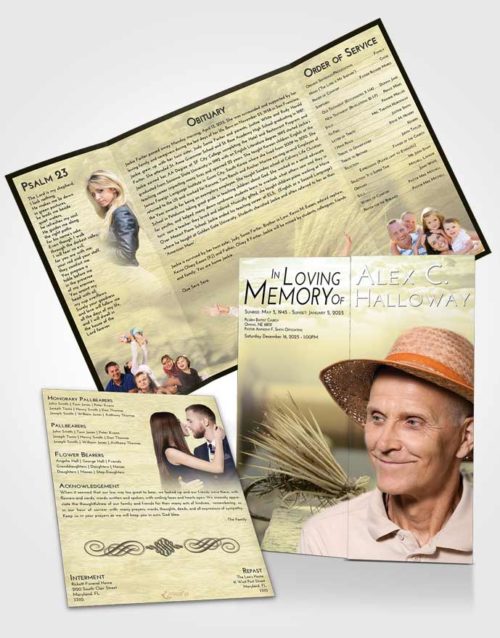 Obituary Funeral Template Gatefold Memorial Brochure At Dusk Fishing Serenity