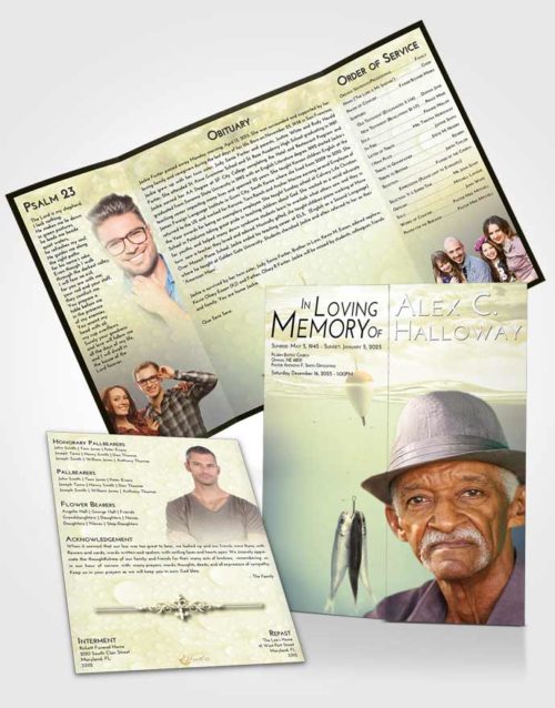 Obituary Funeral Template Gatefold Memorial Brochure At Dusk Fishing in the Sea