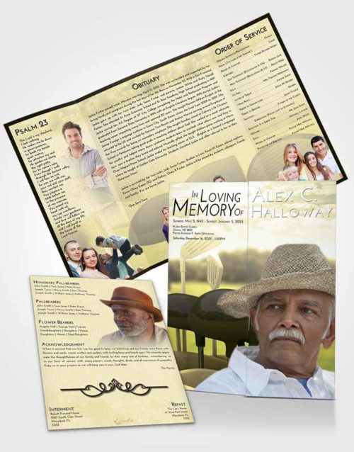 Obituary Funeral Template Gatefold Memorial Brochure At Dusk Golf Fairway