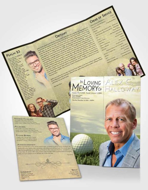 Obituary Funeral Template Gatefold Memorial Brochure At Dusk Golf Serenity