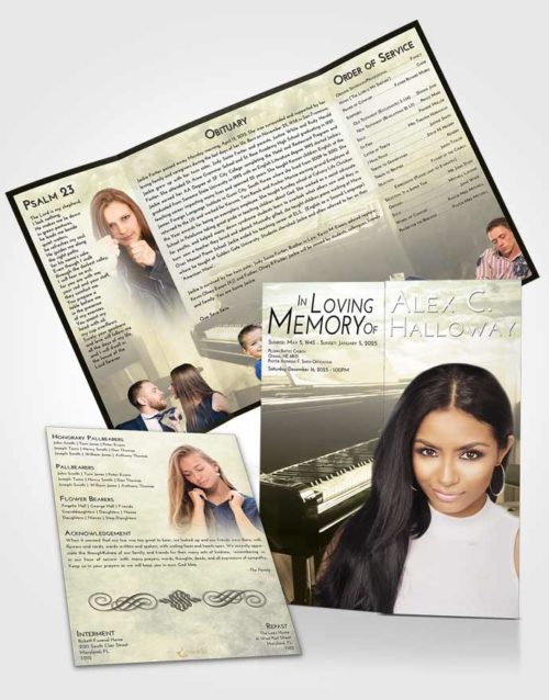 Obituary Funeral Template Gatefold Memorial Brochure At Dusk Grand Piano