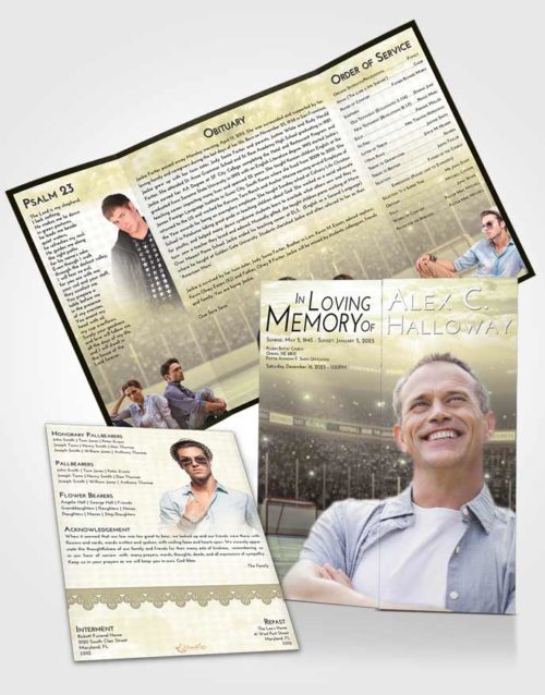 Obituary Funeral Template Gatefold Memorial Brochure At Dusk Hockey Love