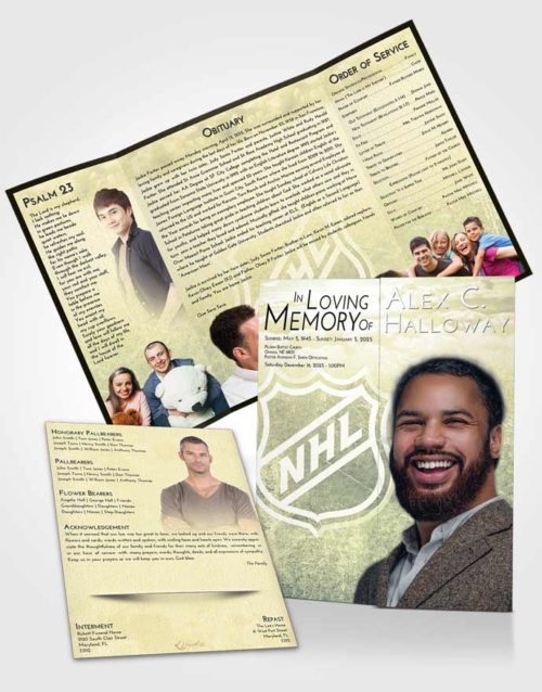 Obituary Funeral Template Gatefold Memorial Brochure At Dusk Hockey Tranquility
