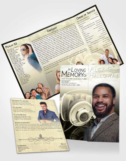 Obituary Funeral Template Gatefold Memorial Brochure At Dusk Music Alley