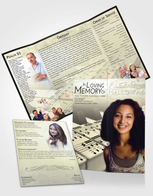 Obituary Funeral Template Gatefold Memorial Brochure At Dusk Piano Desire