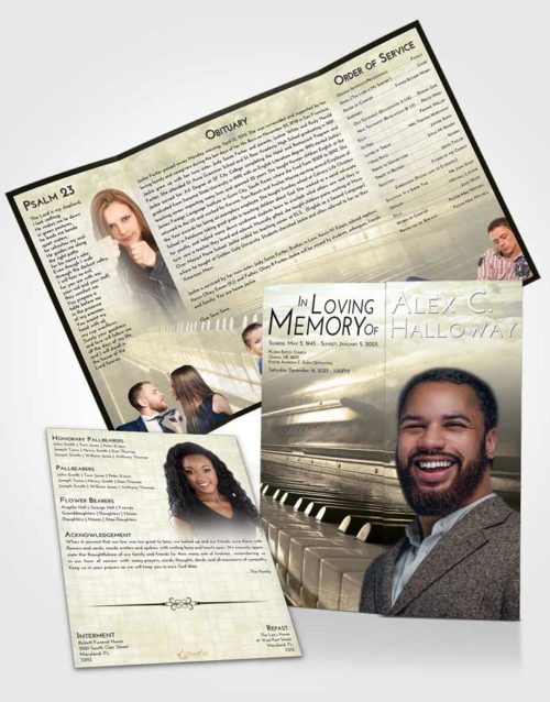 Obituary Funeral Template Gatefold Memorial Brochure At Dusk Piano Passion