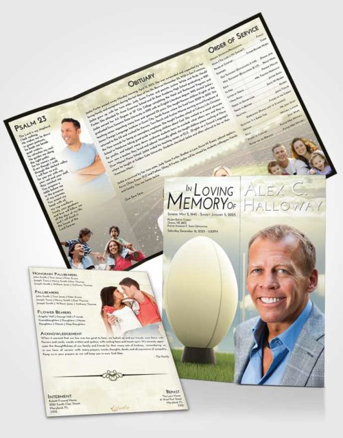 Obituary Funeral Template Gatefold Memorial Brochure At Dusk Rugby Honor