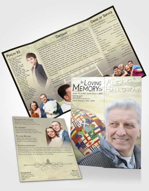 Obituary Funeral Template Gatefold Memorial Brochure At Dusk Rugby Passion