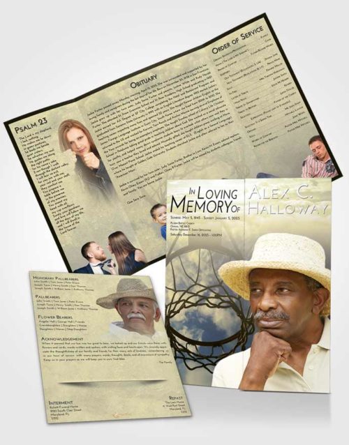 Obituary Funeral Template Gatefold Memorial Brochure At Dusk Sky Ball