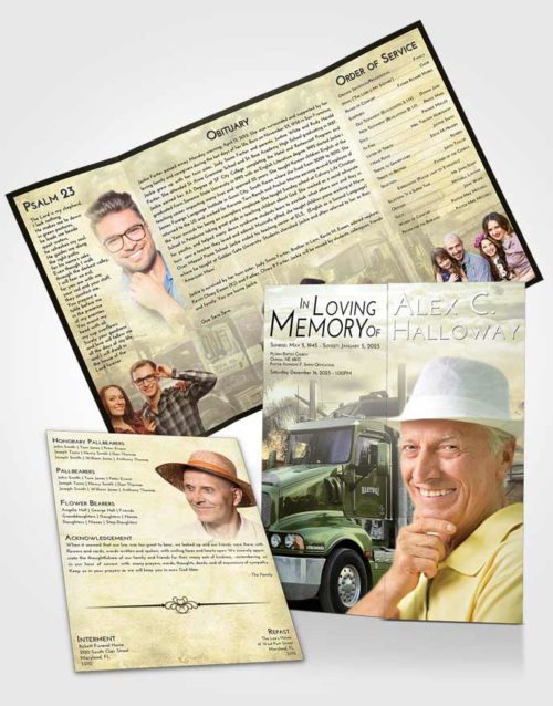 Obituary Funeral Template Gatefold Memorial Brochure At Dusk Trucker Days