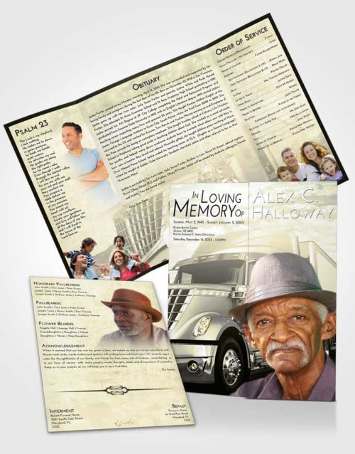 Obituary Funeral Template Gatefold Memorial Brochure At Dusk Trucker Hours