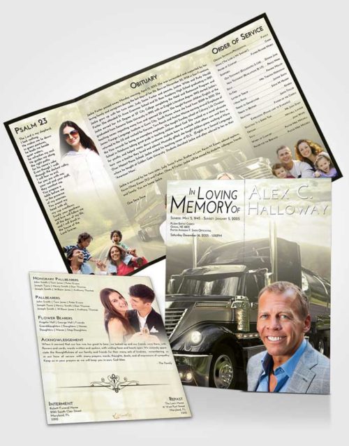 Obituary Funeral Template Gatefold Memorial Brochure At Dusk Trucker Life