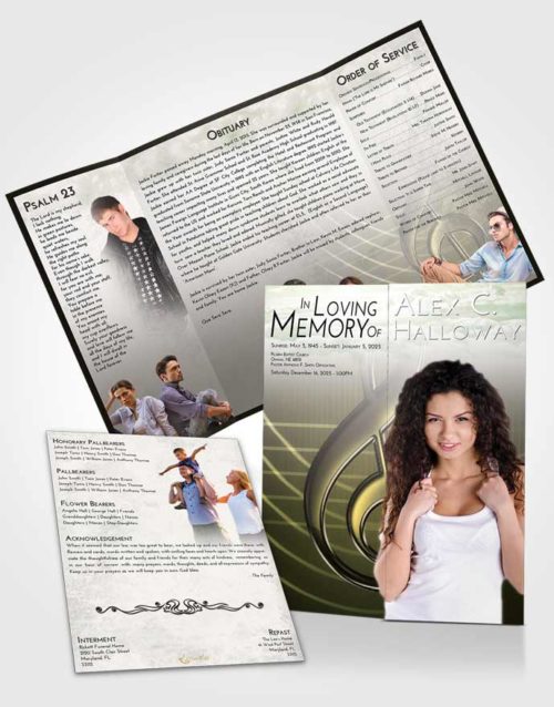 Obituary Funeral Template Gatefold Memorial Brochure Emerald Sunrise Allegro