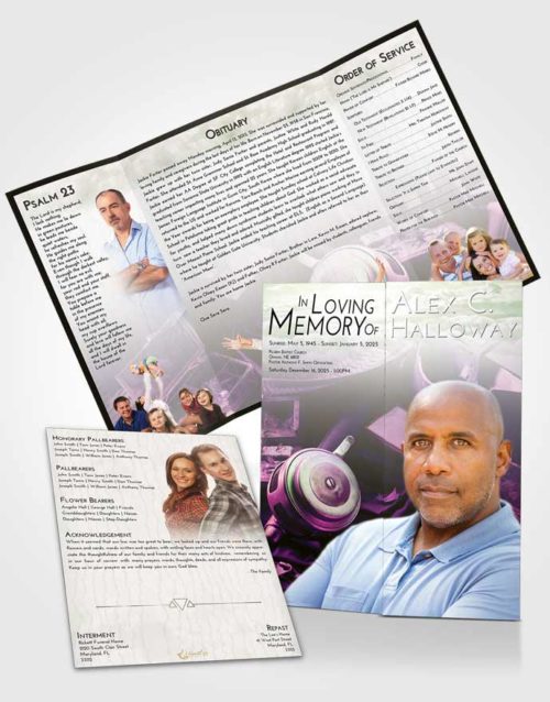 Obituary Funeral Template Gatefold Memorial Brochure Emerald Sunrise Fishing Tackle