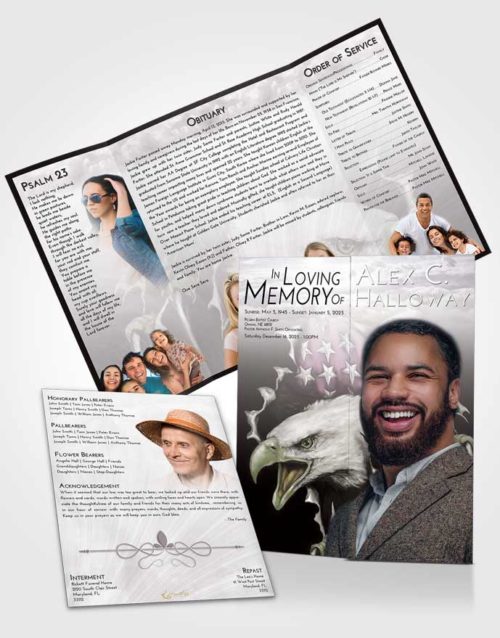 Obituary Funeral Template Gatefold Memorial Brochure Evening American Motorcycle