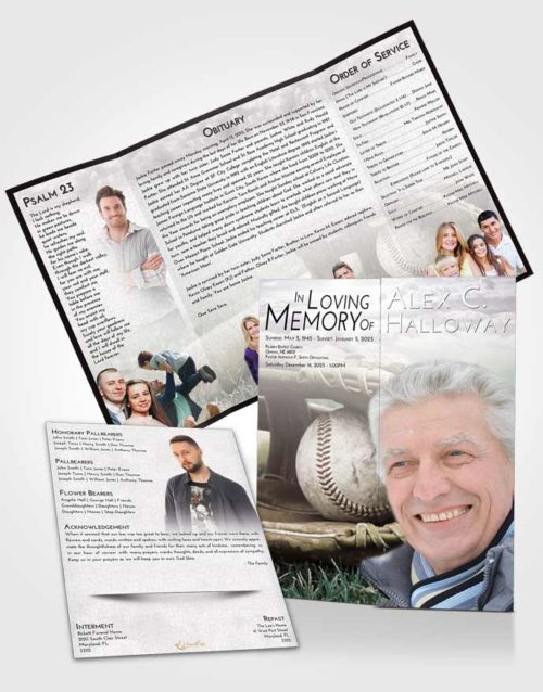 Obituary Funeral Template Gatefold Memorial Brochure Evening Baseball Tranquility