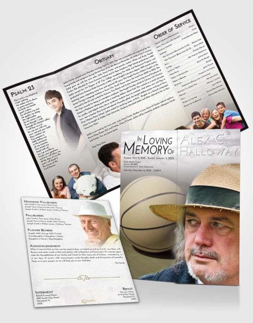 Obituary Funeral Template Gatefold Memorial Brochure Evening Basketball Peace