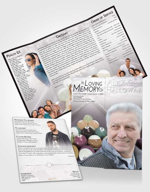 Obituary Funeral Template Gatefold Memorial Brochure Evening Billiards Rack