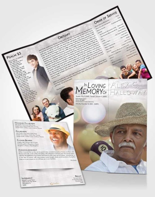 Obituary Funeral Template Gatefold Memorial Brochure Evening Billiards Tranquility