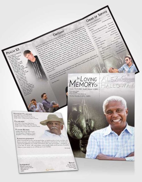 Obituary Funeral Template Gatefold Memorial Brochure Evening Boxing Serenity