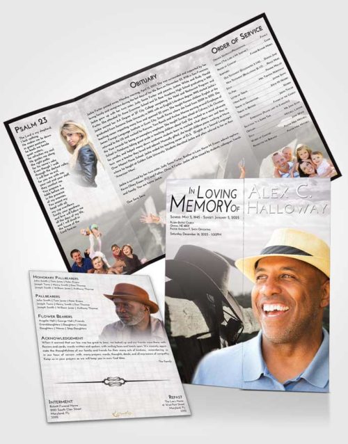 Obituary Funeral Template Gatefold Memorial Brochure Evening Cowboy Honor