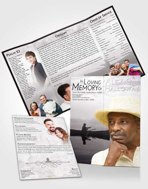 Obituary Funeral Template Gatefold Memorial Brochure Evening Fish in the Water