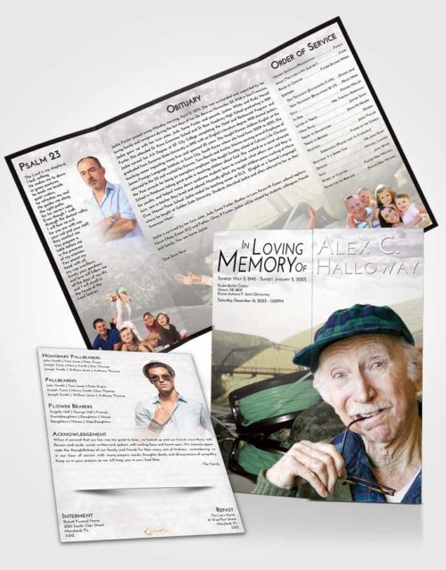 Obituary Funeral Template Gatefold Memorial Brochure Evening Fishing Dreams