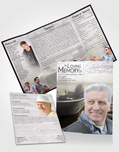 Obituary Funeral Template Gatefold Memorial Brochure Evening Fishing Life