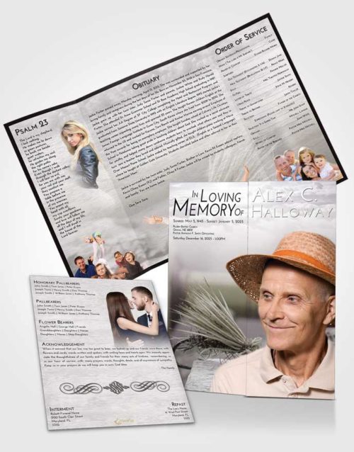 Obituary Funeral Template Gatefold Memorial Brochure Evening Fishing Serenity