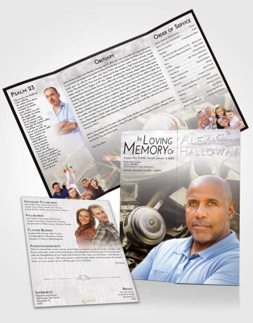 Obituary Funeral Template Gatefold Memorial Brochure Evening Fishing Tackle