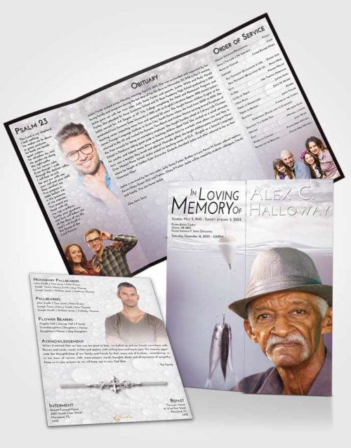 Obituary Funeral Template Gatefold Memorial Brochure Evening Fishing in the Sea