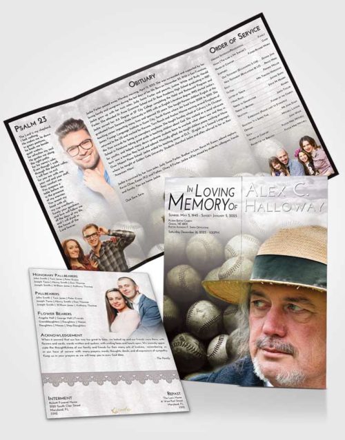 Obituary Funeral Template Gatefold Memorial Brochure Evening Foul Ball