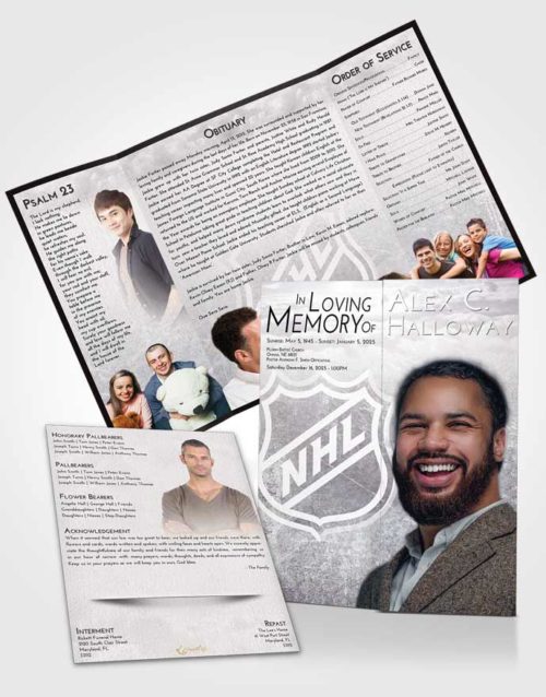 Obituary Funeral Template Gatefold Memorial Brochure Evening Hockey Tranquility