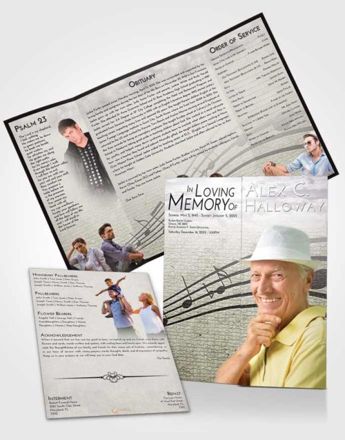 Obituary Funeral Template Gatefold Memorial Brochure Evening Portamento
