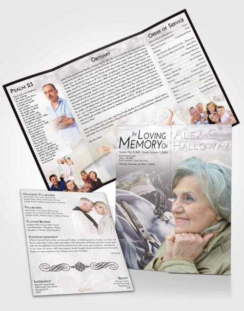 Obituary Funeral Template Gatefold Memorial Brochure Evening Sewing Love