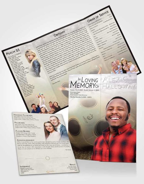 Obituary Funeral Template Gatefold Memorial Brochure Evening Soccer Miracle