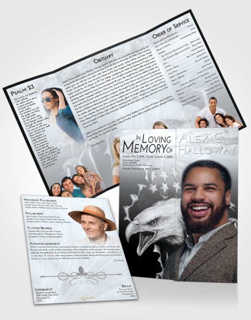 Obituary Funeral Template Gatefold Memorial Brochure Freedom American Motorcycle